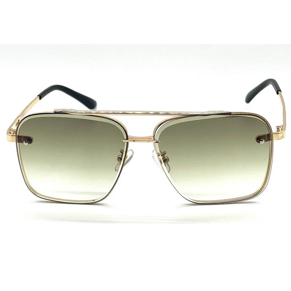 Gold‎ Square Aviator Sunglasses Gradient Lenses Rimless Women's Fashion Lentes